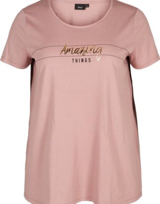 Zizzi T-Shirt Damen Große Größen Oberteil Print Kurzarm Baumwoll