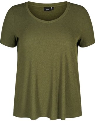 Zizzi T-Shirt Damen Große Größen T-Shirt Kurzarm Rundhals Casual Oberteil