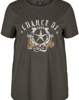 Zizzi T-Shirt Große Größen Damen Baumwoll T-Shirt mit Print