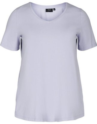 Zizzi T-Shirt Große Größen Damen Einfarbiges Kurzarm T Shirt mit V Ausschnitt