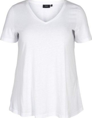 Zizzi T-Shirt Große Größen Damen Schlichtes Kurzarm T-Shirt mit V Ausschnitt