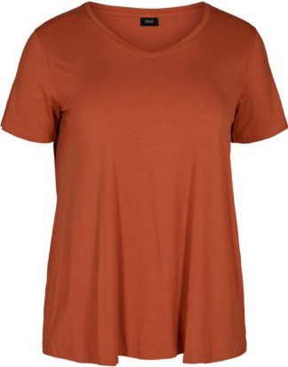 Zizzi T-Shirt Große Größen Damen Schlichtes T-Shirt mit V Ausschnitt und kurzen Ärmeln