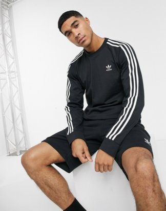 adidas Originals - Langärmliges Shirt mit den 3 Streifen in Schwarz