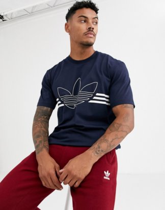 adidas Originals - Marineblaues T-Shirt mit großem Kleeblatt-Logo-Navy