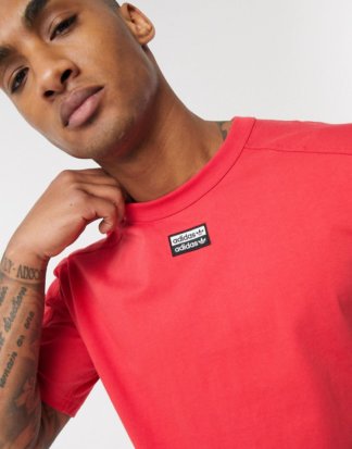 adidas Originals - RYV - Rotes T-Shirt mit mittigem Logo-Orange