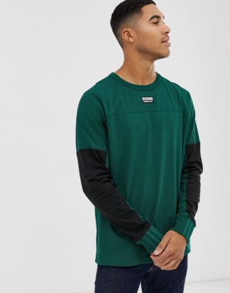 adidas Originals - Vocal - Langärmeliges, grünes T-Shirt mit Logo in der Mitte