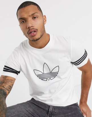 adidas Originals - Weißes T-Shirt mit Dreiblatt-Umriss