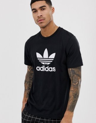 adidas Originals - adicolor - Schwarzes T-Shirt mit Dreiblatt-Logo, CW0709