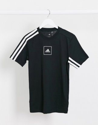 adidas - T-Shirt mit 3 Streifen in Schwarz