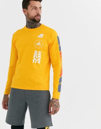adidas Training - Freelift Moto - Langärmliges T-Shirt in Gelb