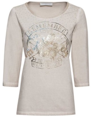 bianca Print-Shirt "DINI" mit Statement-Print und Wash-Out Effekt