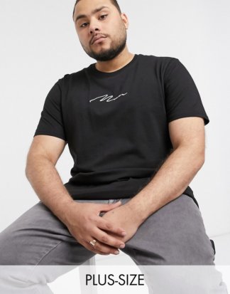 boohooMAN - Big And Tall - T-Shirt in Schwarz mit Schriftzug