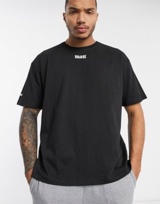 boohooMAN - Graffiti Man Official - Schwarzes T-Shirt mit Stufensaum