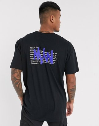 boohooMAN - Schwarzes T-Shirt mit Oversize-Rückenprint