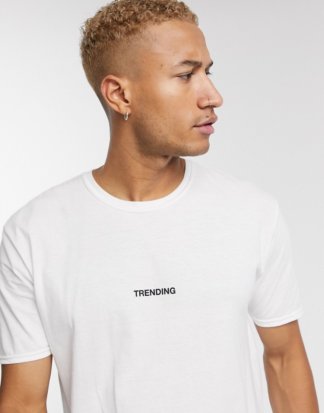 boohooMAN - Trending - Weißes Oversize-T-Shirt mit Slogan