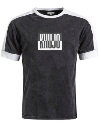 khujo T-Shirt "MERLIN" mit Streifen-Einsatz am Ärmel