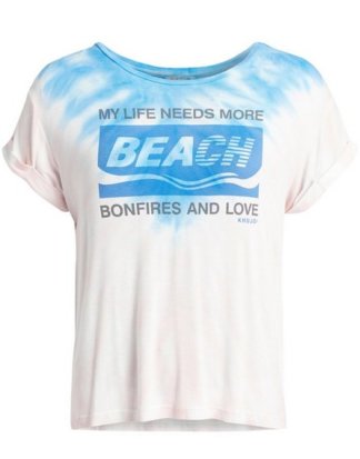khujo T-Shirt "PAULINE" mit Batikmuster und Statement-Print