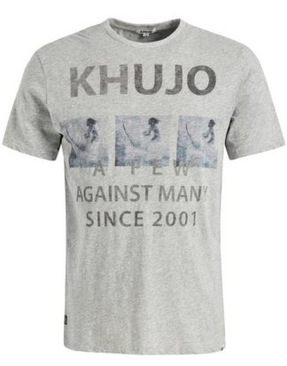 khujo T-Shirt "USLO SURF" mit Print in melierter Optik