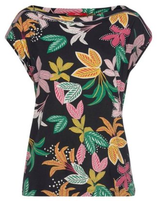 s.Oliver T-Shirt im tollen Blätter-Alloverprint mit überschnittenen Schultern