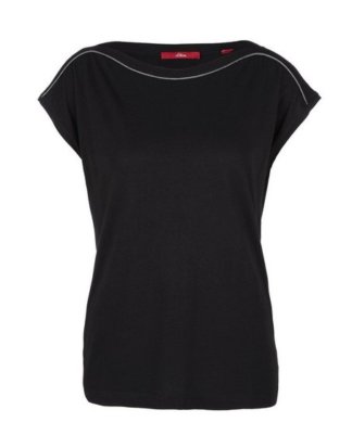 s.Oliver T-Shirt mit U-Boot-Ausschnitt und überschnittenen Schultern