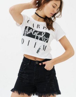 trueprodigy T-Shirt "Carpe Diem" Crop mit Frontprint