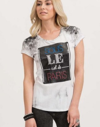trueprodigy T-Shirt "Le Paris" mit Steinchen-Besatz