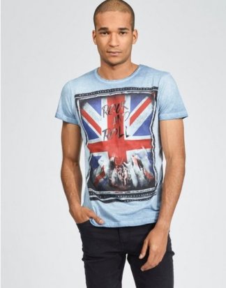 trueprodigy T-Shirt "Rock & Roll unity" mit großem Flaggenprint in Used-Optik