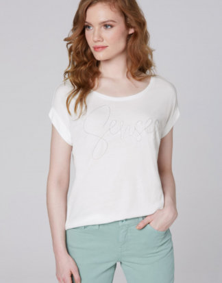 Ärmelloses T-Shirt mit Perlen-Artwork Farbe : cotton white , Größe: L